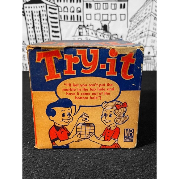 Vintage 1960 TRY IT! Milton Bradley Puzzle Cube Marble Skill Game ORIGINAL BOX! - Picture 3 of 15